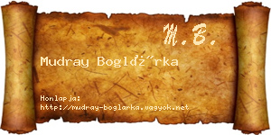 Mudray Boglárka névjegykártya